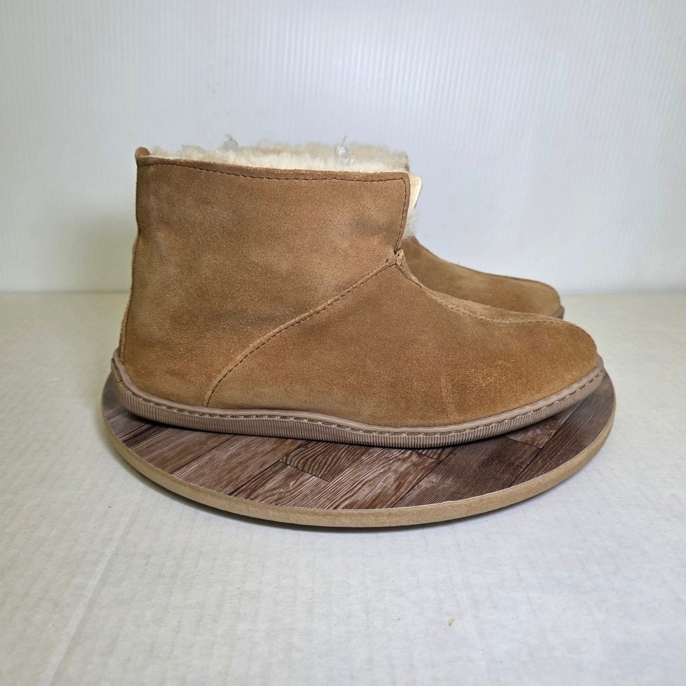 Minnetonka Sheepskin Ankle Boot Slipper Mens‎ Size 13 Golden Tan